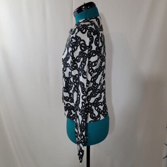 Diane Von Furstenberg Petite Brandy Chain Silk Blend Cardigan - Size Medium - Picture 3 of 10